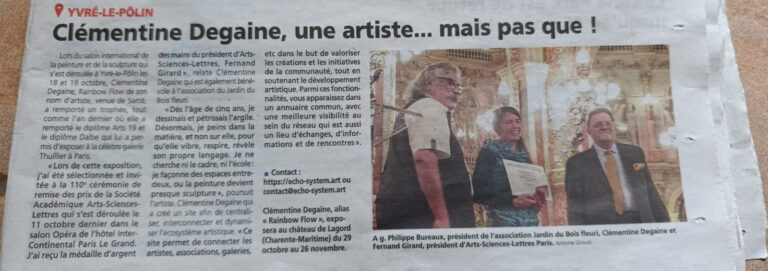 Article Presse Clémentine Degaine Rainbow Flow et Echo-System.Art