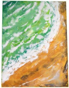 Couleurs de pierres Chrysoprase et Pyrite, composition abstraite et ressourçant.